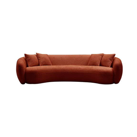 Kevinplus 5 Seater Sofa Sectional, Leisure Couch Curved Sofa Teddy Fleece, Orange, 102 Inch