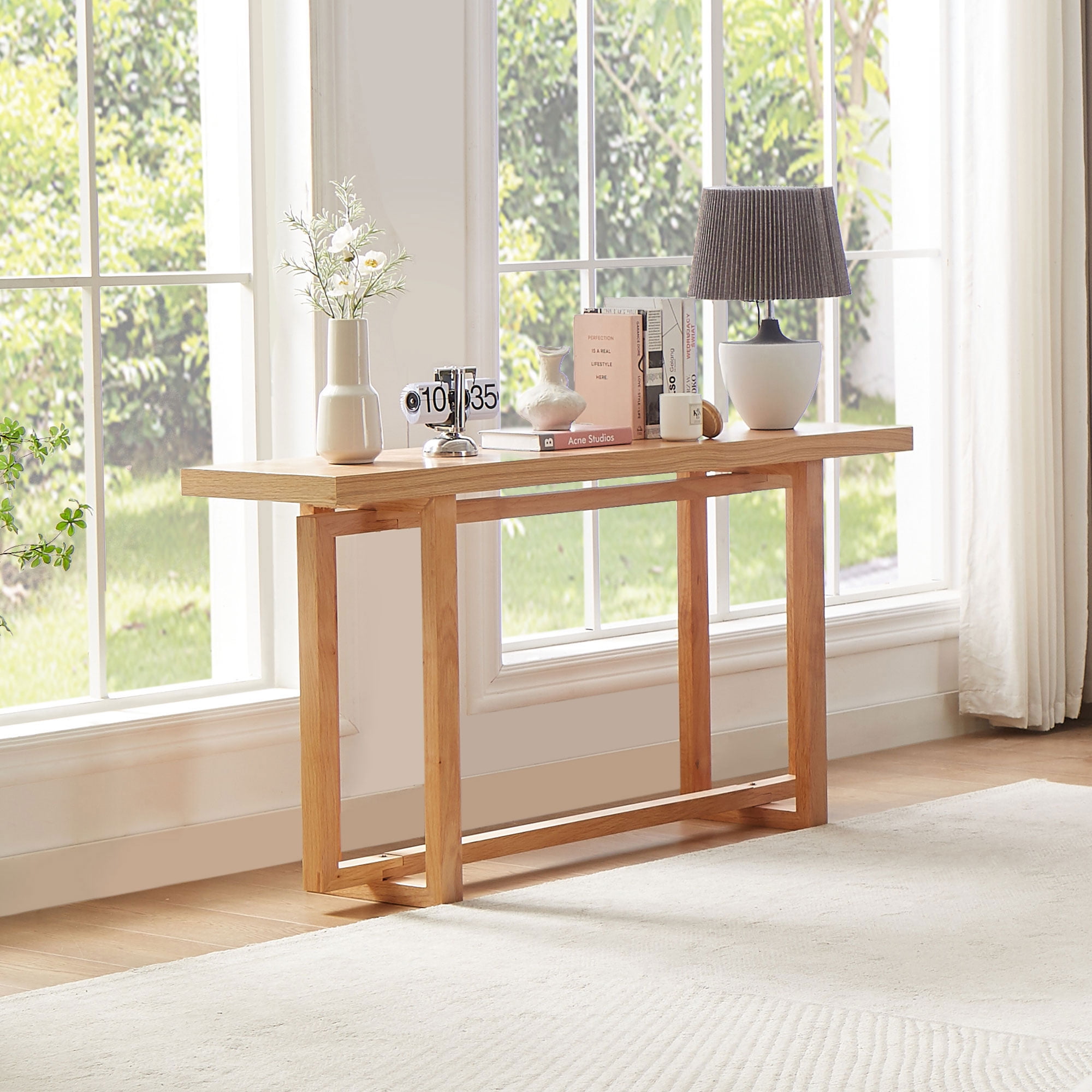 Kevinplus 59.05inch MDF Console Table Narrow Entryway Table for Hallway Behind The Couch Living Room Foyer Easy Assembly OAK