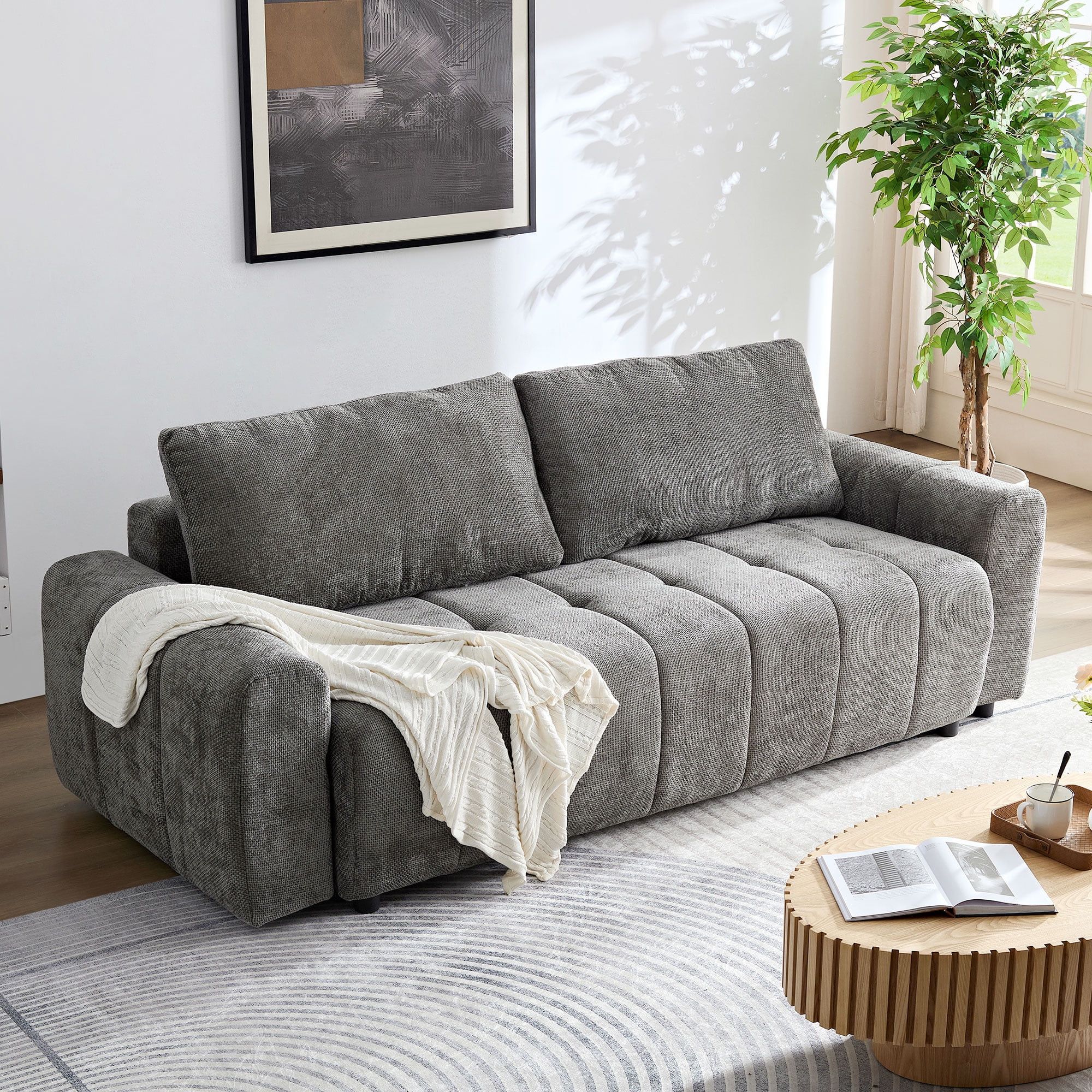 Kevinplus 94.49''Sleeper Sofa, Sofa Bed- 2 in 1 Pull Out Couch Bed with ...