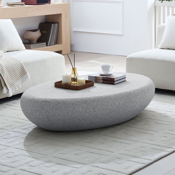 Kevinplus Coffee Table，Fiberglass Elliptical Vintage Table for Living Room, No Need Assembly, 55 Inch