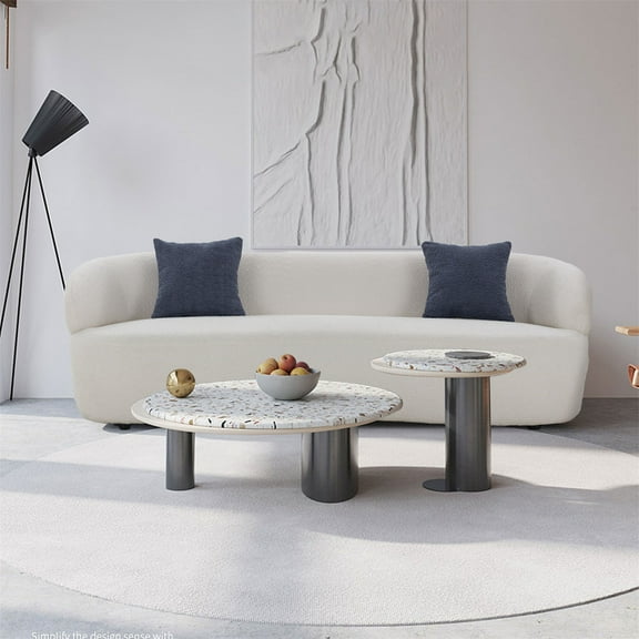 Kevinplus Curved Sofa with 2 Pillows Modern 3-Seater Back Upholstered Cloud Couch Boucle Couch for Living Room Apartment