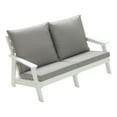 thumbnail image 1 of Kevinplus HIPS Loveseat with Cushion, Wood Grain Outdoor Garden Sofa,White/Grey, 1 of 8