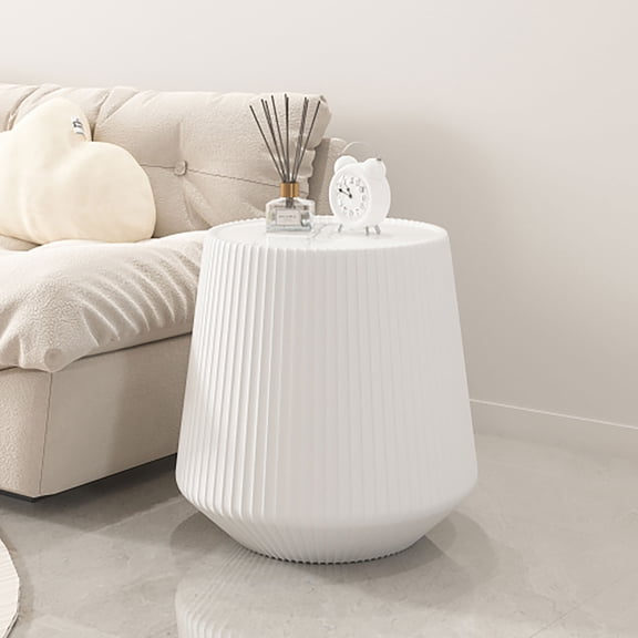 Kevinplus Light Sintered Stone Top Cup Side Tables, Coffee Table, End Tables for Living Room Furniture, White,20 Inch