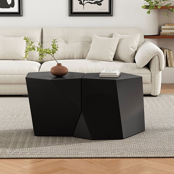 Kevinplus Modern Coffee Tables set of 2 for Living Room,Black