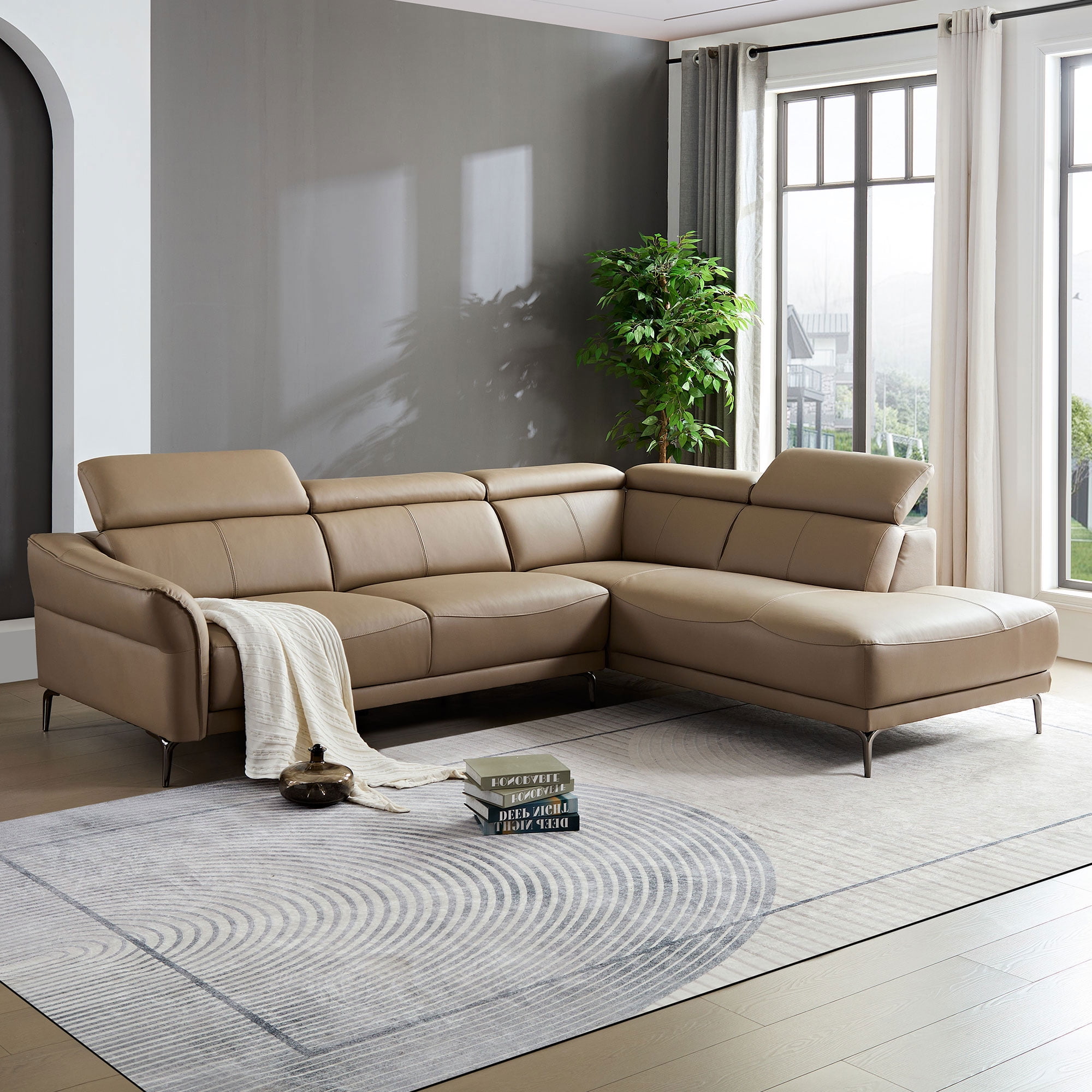 Kevinplus Modern Design L Shaped Leather Sofa Adjustable Headrests Couch for Living Room Walmart