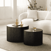 Kevinplus Nesting Coffee Table Set of 2,Modern Round End Table for Living Room, Apartment,Black