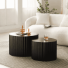 Kevinplus Round Nesting Coffee Table Set of 2, Modern Wooden End Table for Living Room, Apartment, No Need Assembly, Black
