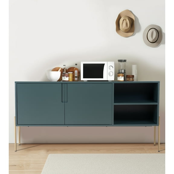 Kevinplus Modern Sideboard Buffet Cabinet or TV Stand with storage Buffet Table for Living Room Kitchen (Matte Green)