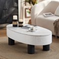 thumbnail image 1 of Kevinplus Oval Coffee Table with Faux Marble Tabletop, Mid Century Modern Coffee Table with Hidden Drawer and Storage Space , Coffee Table for Living Room, Bedroom, Office,White+Black, 1 of 12