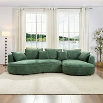 Kevinplus Oversized Sectional Sofa, Modern Couch with Chaise, Comfy Curved Sofa Couch with Left Facing Chaise,Green,Right