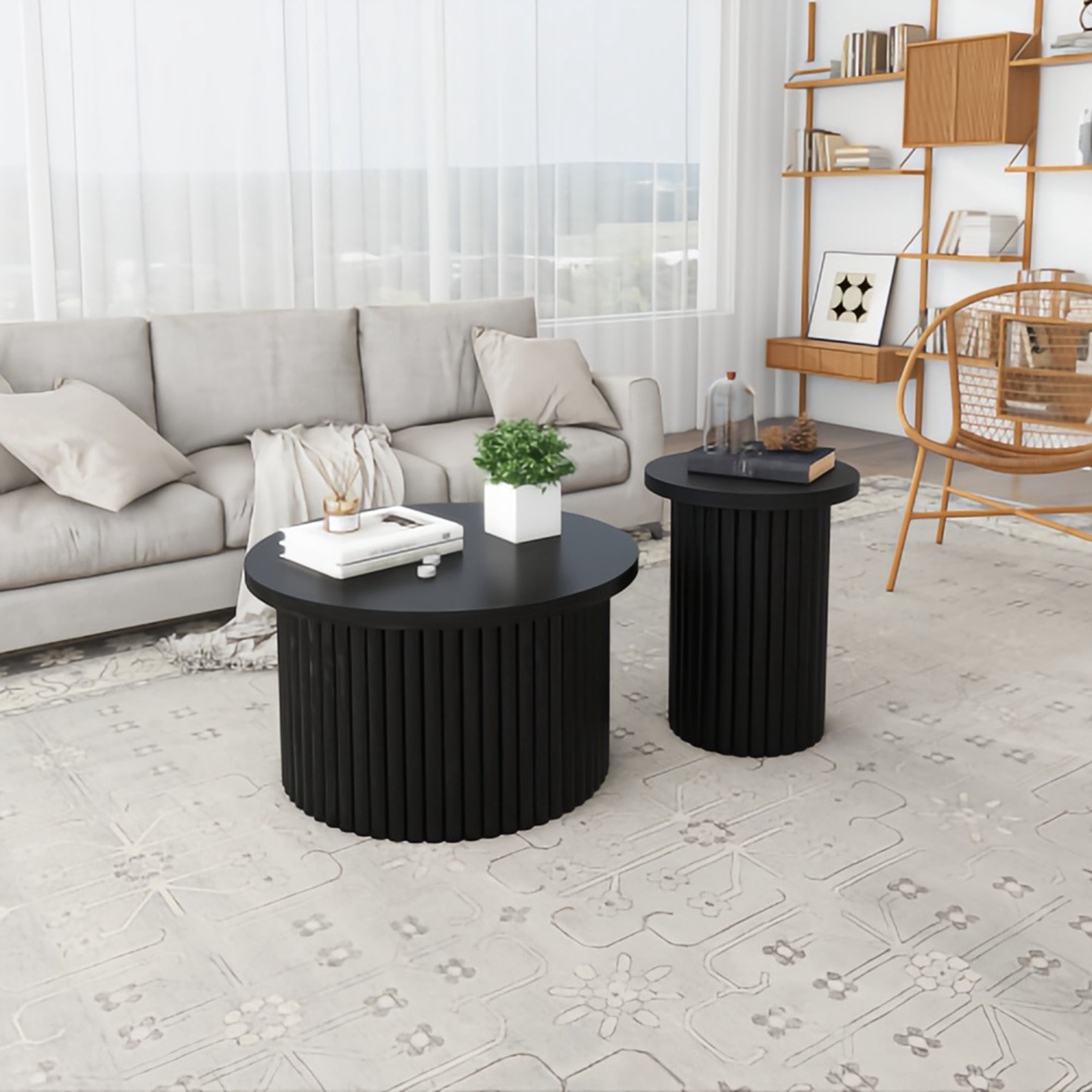 Kevinplus Round Coffee Table Set of 2, Modern Side Tables Accent End ...