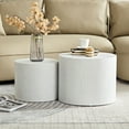 thumbnail image 1 of Kevinplus Modern Round Coffee Table Set of 2, End Table for Living Room, Apartment, White, 1 of 15