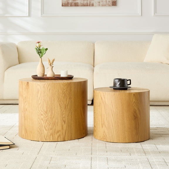 Kevinplus Round Coffee Table Set of 2 Nesting Table Modern Circle Side Table End Table for Living Room Apartment