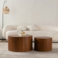 thumbnail image 1 of Kevinplus Round Coffee Table set of 2 for Living Room for Small Space Apartment,Walnut, No Need Assembly, Walnut,47.27", 1 of 8