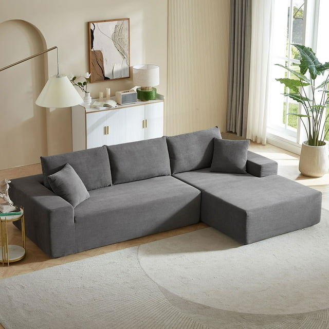 Kevinplus Sectional Couch Covers 2 pcs L Shape Sectional Sofa Couches for Living Room, Bedroom, Salon, 2 PC Free Combination, Grey.