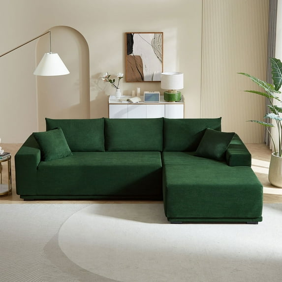Kevinplus Sectional Sofa Set Separate L Shaped Couch Cover for Both Left/Right Couch (Seat and Back: 1 Chaise + 2 Sofa seater) Including bottom frame .Dark green