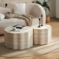 thumbnail image 1 of Kevinplus  Set of 2 Round Coffee Tables for Living Room, Faux Mars Pattern Modern Minimalist Side Tables Accent End Table End Table for Apartment, Office ,Beige Brown, 1 of 10