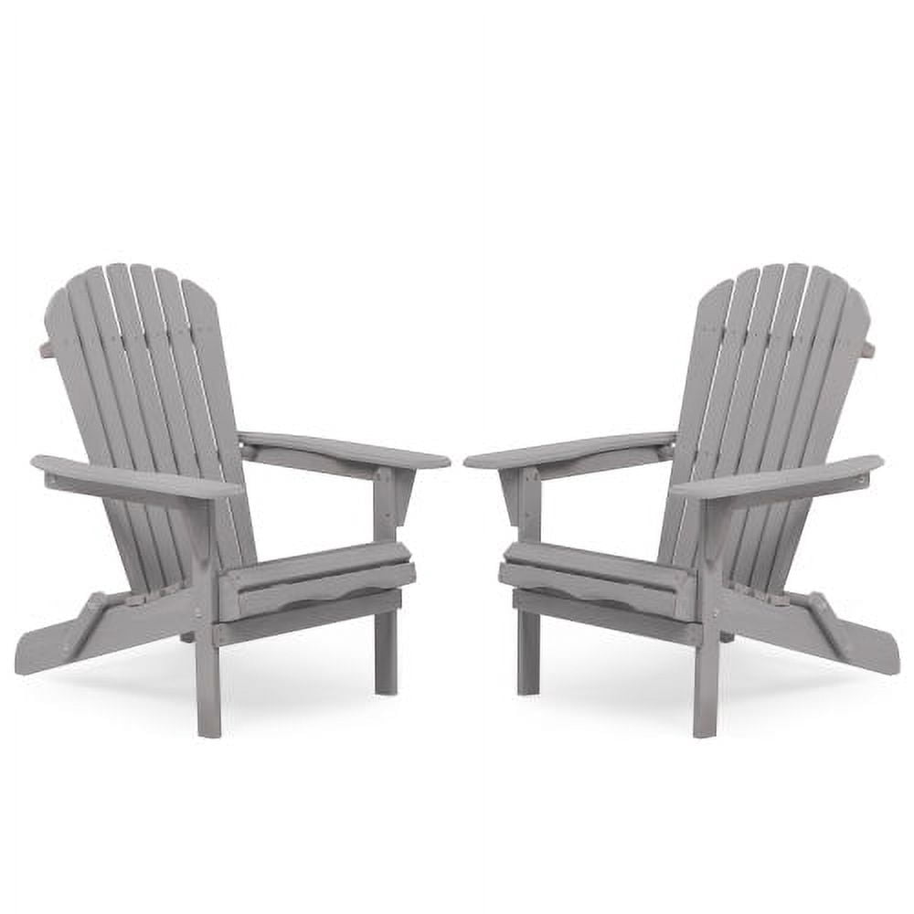 Kevinplus Set of 2 Folding Adirondack Chair for Garden Outdoor, Lawn, Backyard, Gray
