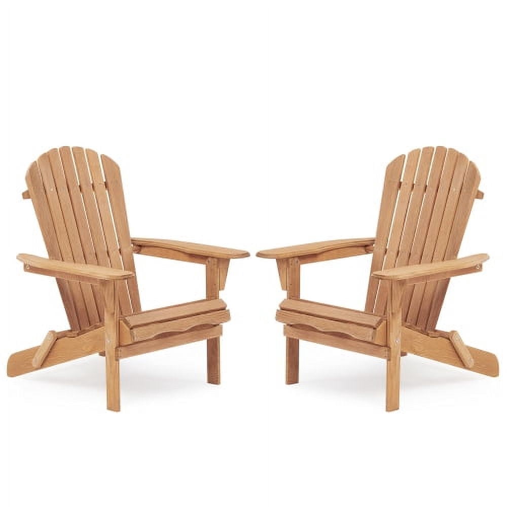 Kevinplus Set of 2 Folding Adirondack Chair for Garden Outdoor, Lawn, Backyard, Natual