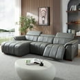 thumbnail image 1 of Kevinplus Wall-Hugger Reclining Sofa Modern Manual Control Genuine Leather L Shaped Couch,Lounge Seat with USB Port,Grey, 1 of 13