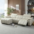 thumbnail image 1 of Kevinplus Wall-Hugger Reclining Sofa Modern Manual Control Genuine Leather L Shaped Couch,Lounge Seat with USB Port,Light Grey, 1 of 14