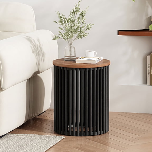 Kevinplus Wood Side Tables for Living Room, Small Space Natural, Black,21.50 Inch