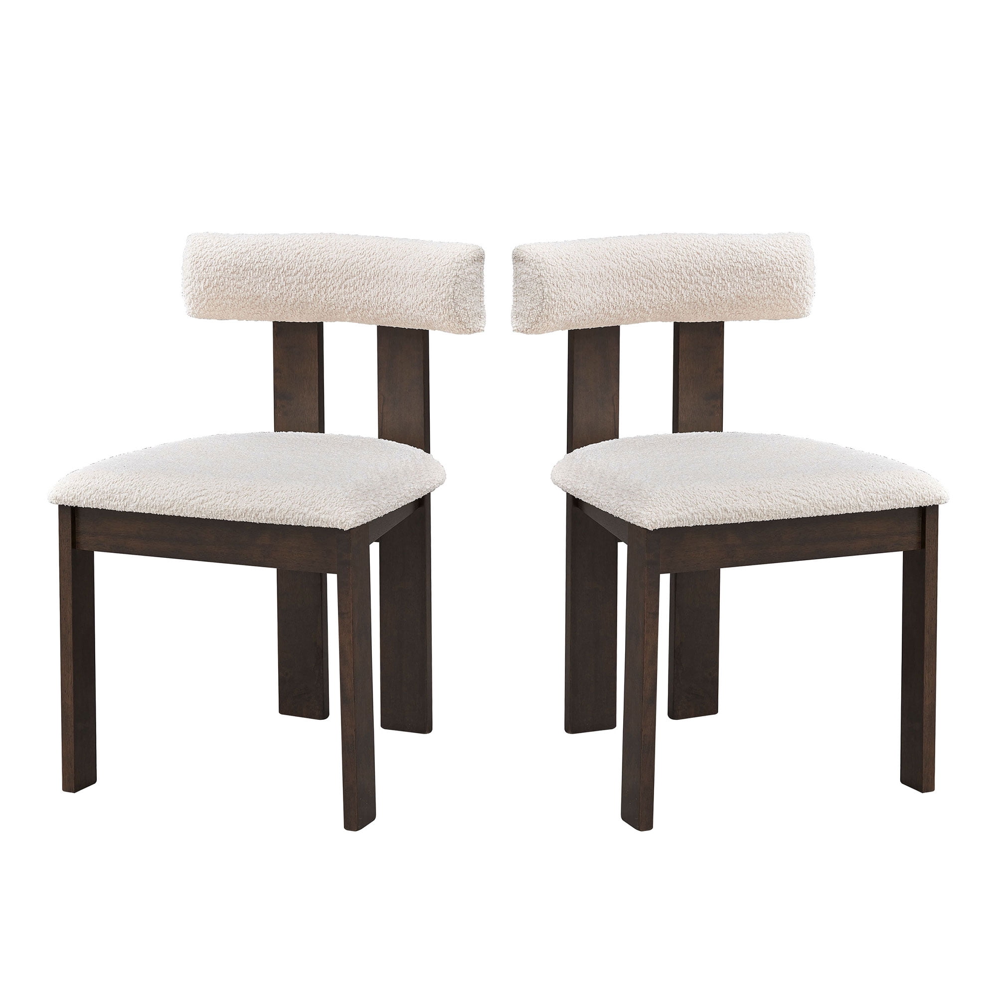 Brown Upholstered Wood Side Chair Set of 2