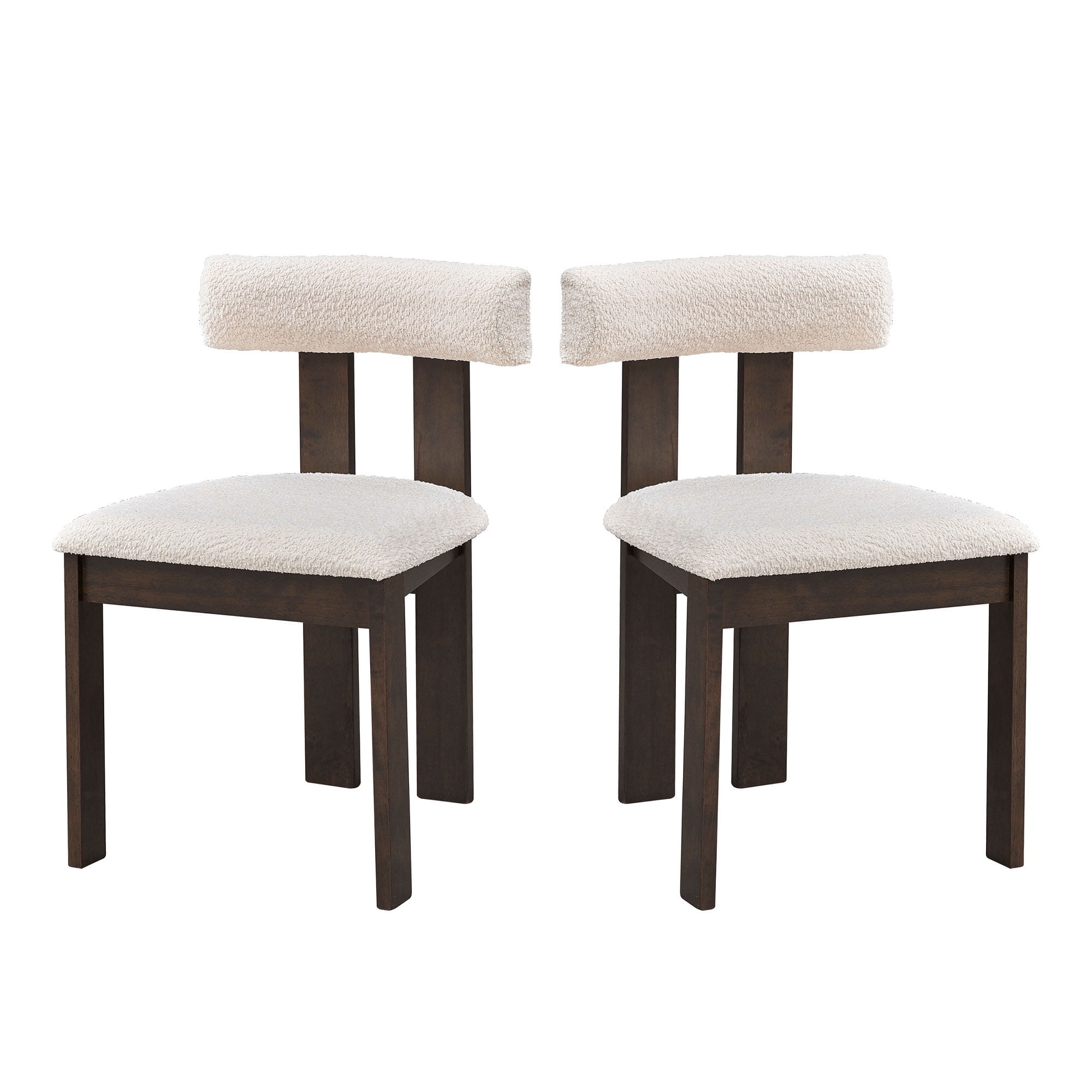 Brown Upholstered Wood Side Chair Set of 2