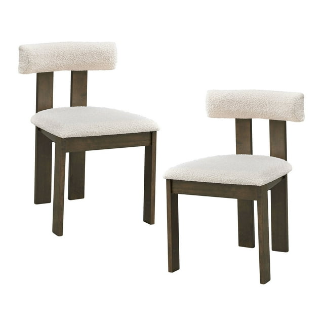 Kevinplus Wooden Dining Chairs Set of 2,Modern Boucle Upholstered Kitchen Side Chairs,Mid Century Modern Kitchen Chairs with Open Back Farmhouse Wooden Side Chairs