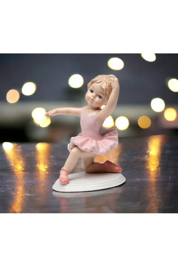 Kevins Gift Shoppe Ceramic Knee Down Ballerina Girl in Pink Figurine