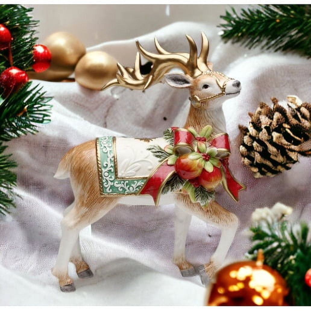 Victorian Harvest Ceramic Deer Figurine with Gold Antlers