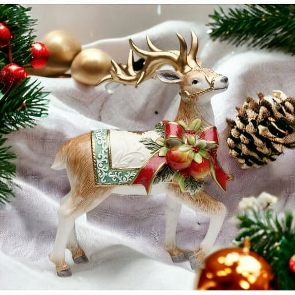 Kevins Gift Shoppe Ceramic Victorian Harvest Reindeer Figurine Centerpiece