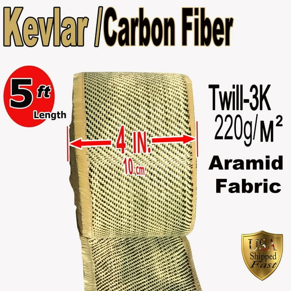 Kevlar FABRIC-2x2 Twill WEAVE-3K/200g YLW-Blk 5 ft x 4 in