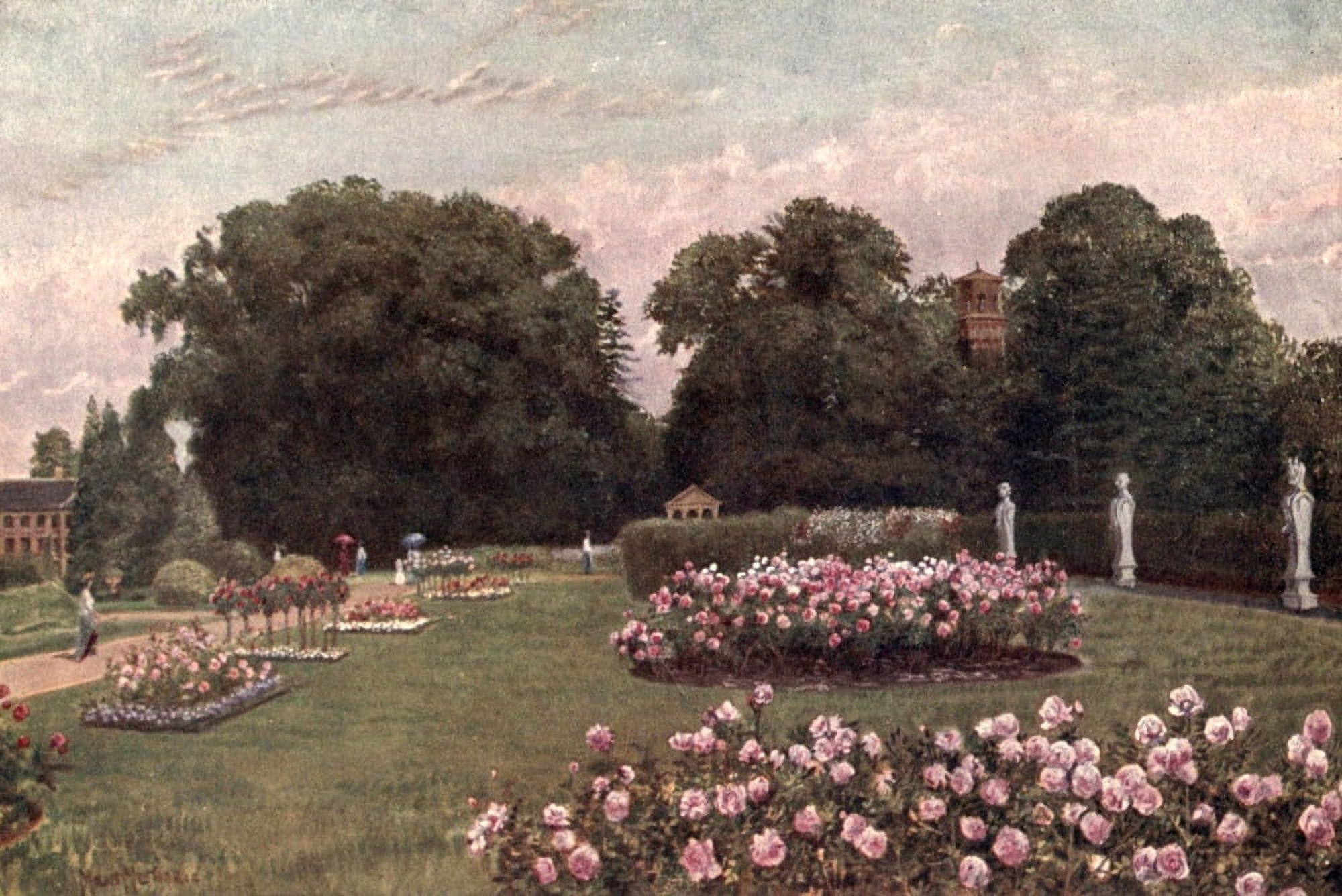 Kew Gardens 1908 In the Italian Garden Canvas Art - T Mower Martin (24 x 36)