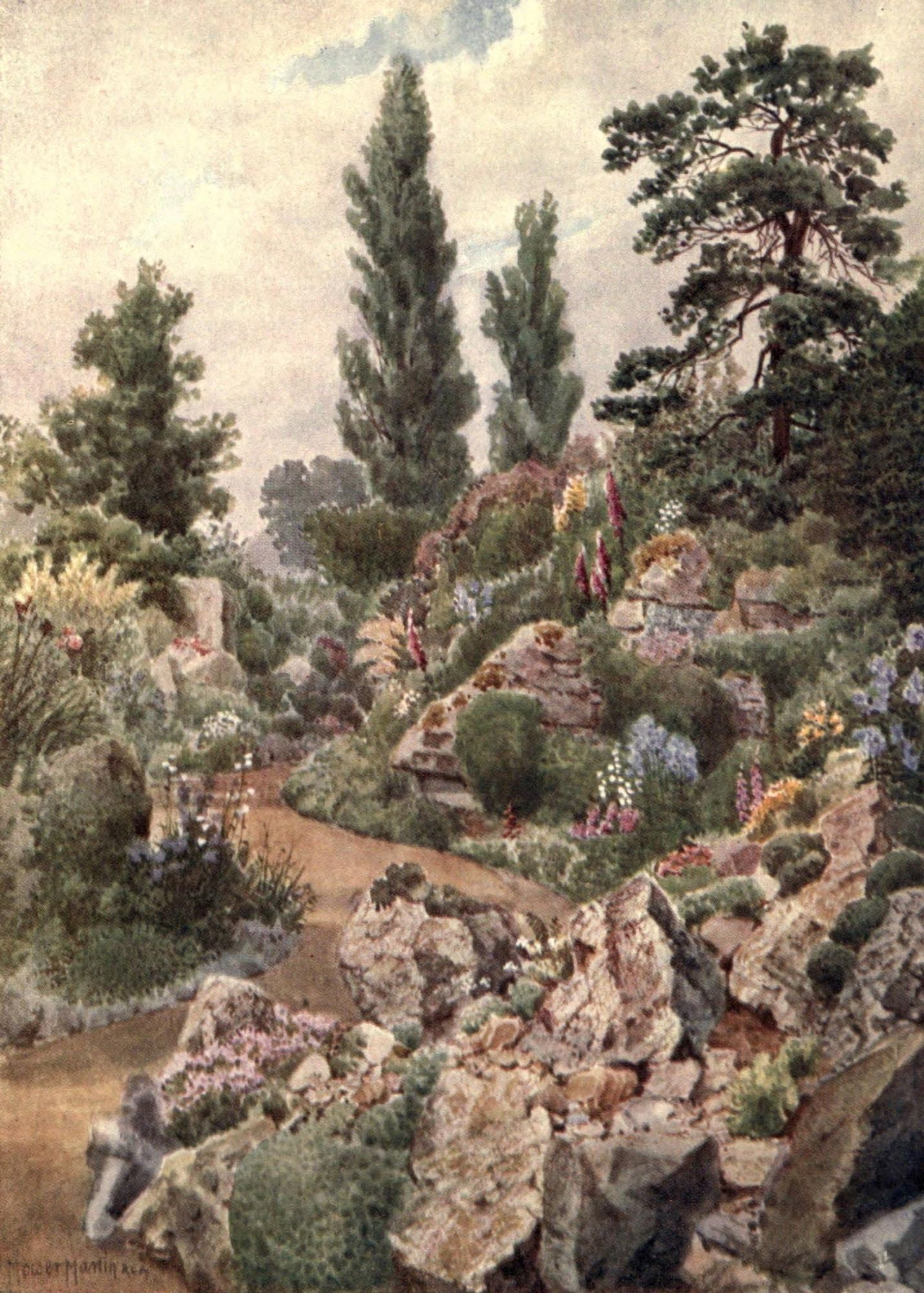 Kew Gardens 1908 In the Rock Garden Canvas Art - Thomas Mower Martin (24 x 36)