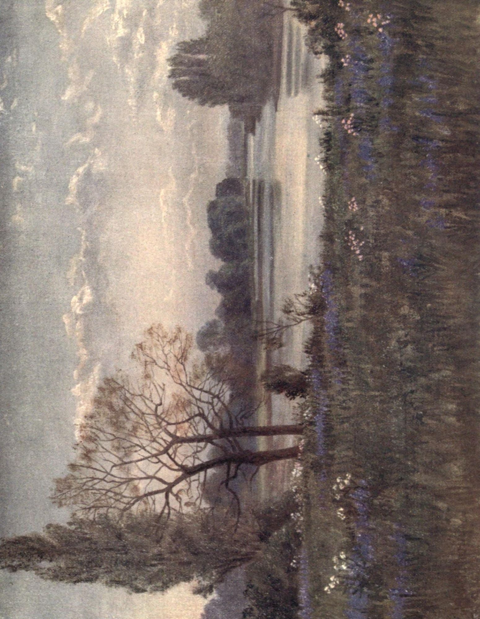 Kew Gardens 1908 Looking up the Thames Canvas Art - Thomas Mower Martin (18 x 24)