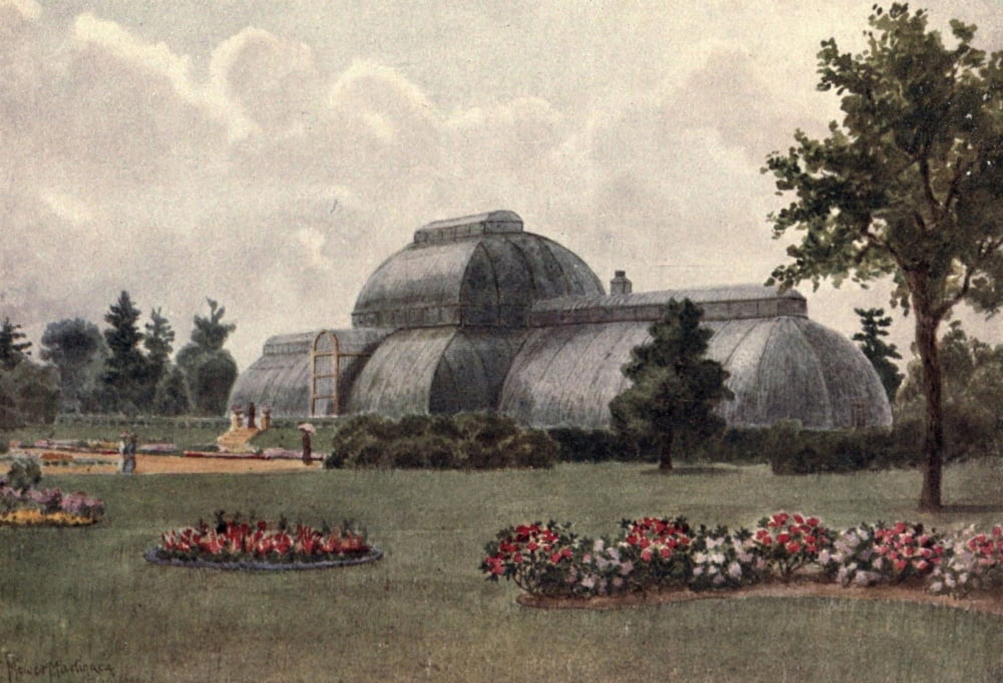 Kew Gardens 1908 Palm House Canvas Art - T Mower Martin (18 x 24)