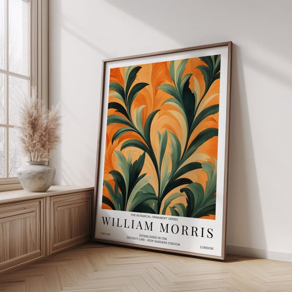 Kew Gardens Orange Acanthus Leaf Botanical Print