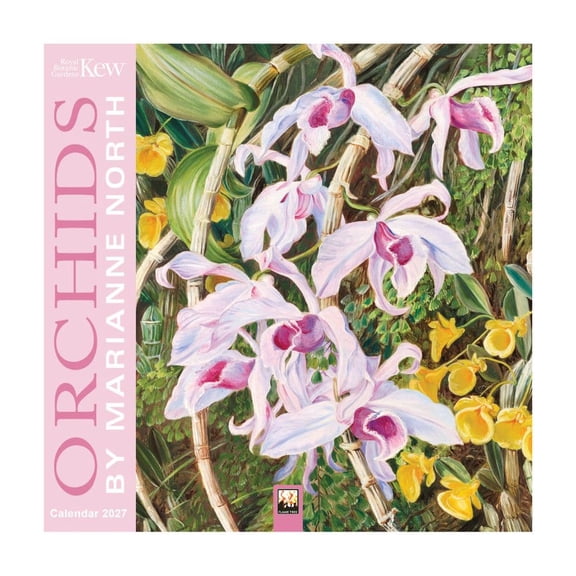 Flame Tree Publishing, Kew Gardens Orchids by Marianne North 2027 Mini Wall Calendar