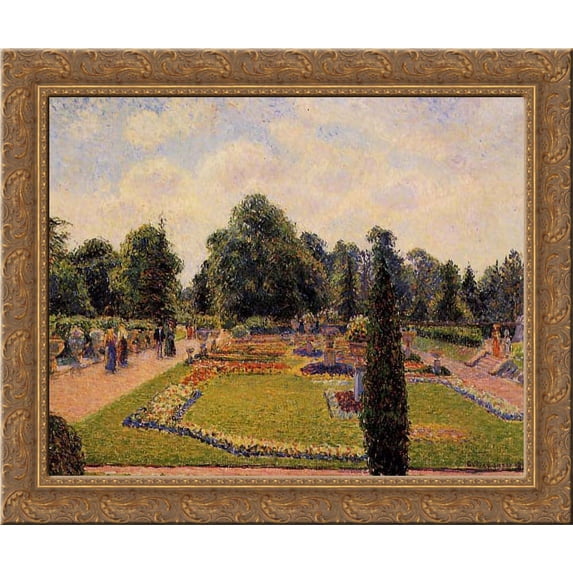 Kew Gardens Path to the Great Glasshouse 24x20 Gold Ornate Wood Framed Canvas Art by Pissarro, Camille