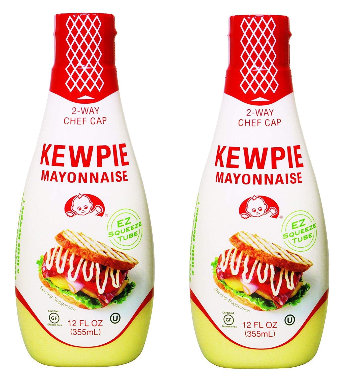 Kewpie Mayonnaise Japanese Mayo Sandwich Spread Squeeze Bottle 12 Ounces (Pack of 2) (1 PACK