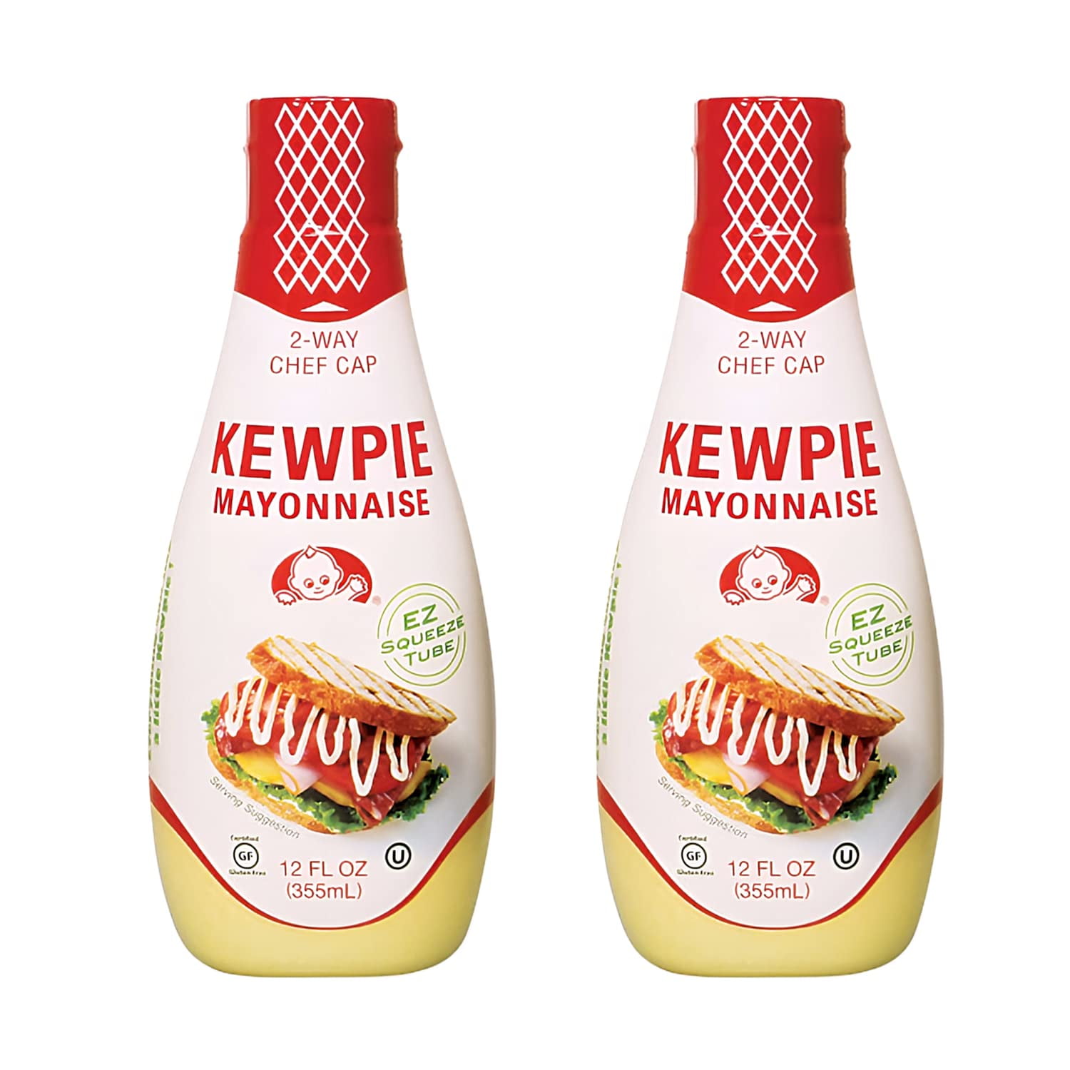 Kewpie Mayonnaise - Japanese Mayo Squeeze Bottle 12 Ounces Pack of 2 