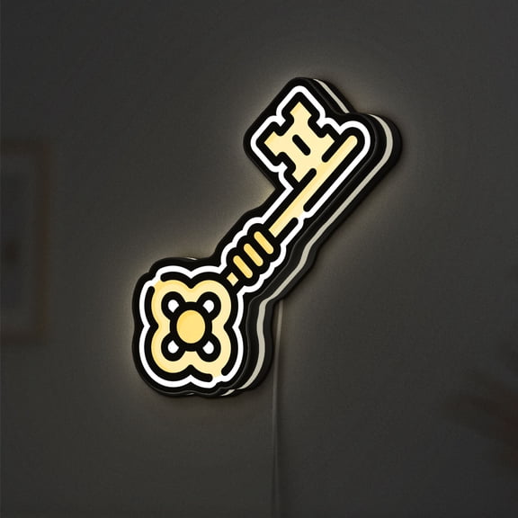 Key 3D Novelty Light Box, Magical Fantasy Wall Art, Legend and Folklore Decor for Story Lovers (Width 16 inch, 40cm)