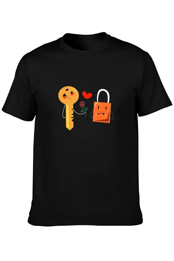 Key And Lock In Love Unisex Short Sleeve T-Shirt – Soft Cotton Graphic Tee, Minimalist Summer Top, Casual Everyday Shirt, Gift For Him Or Her