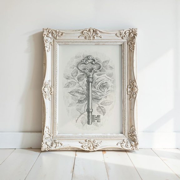 Key Art Rose Engraving, Unframed Paper Print