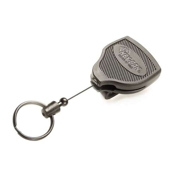 Key-Bak Key Reel, Split Ring Type, 1 1/4 in Ring Size, Black S48-LEK