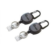 Key-Bak Sidekick Professional Heavy Duty Self Retracting ID Badge / Key Reel with Retractable Kevlar Cord 24 Black (2 Pack)