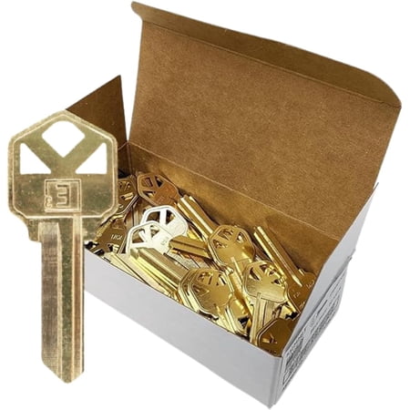 Key Blanks in Premium Brass Quality | KW1 Uncut Blank Keys for Home and Professional Use | Pack of 50 Keys -Gold