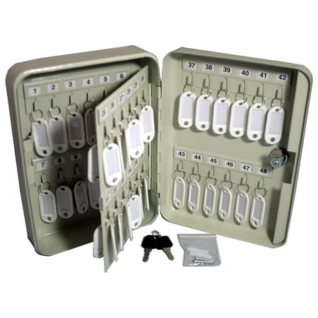 48-Key Box Cabinet Organizer, Sand Color, Key Storage Solution for Home or Office