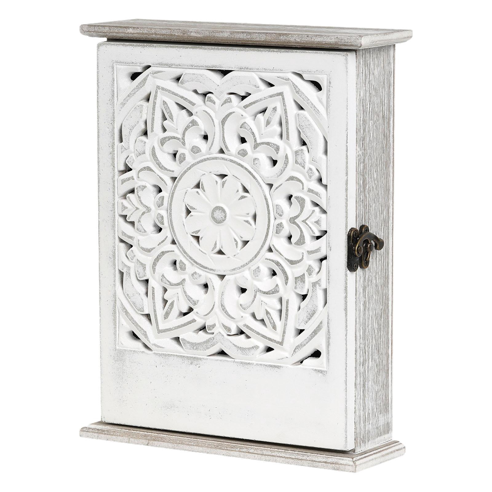 Key Box Key Holder Key Cabinet Solid Wood with 6 Hooks for Entryway Offices and Homes Decoration